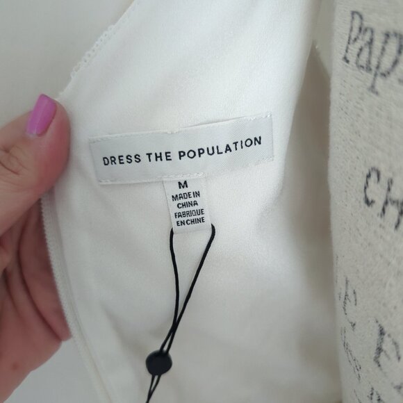 Dress the Population Lace Dress Medium White Maxi Sequin - Picture 9 of 11